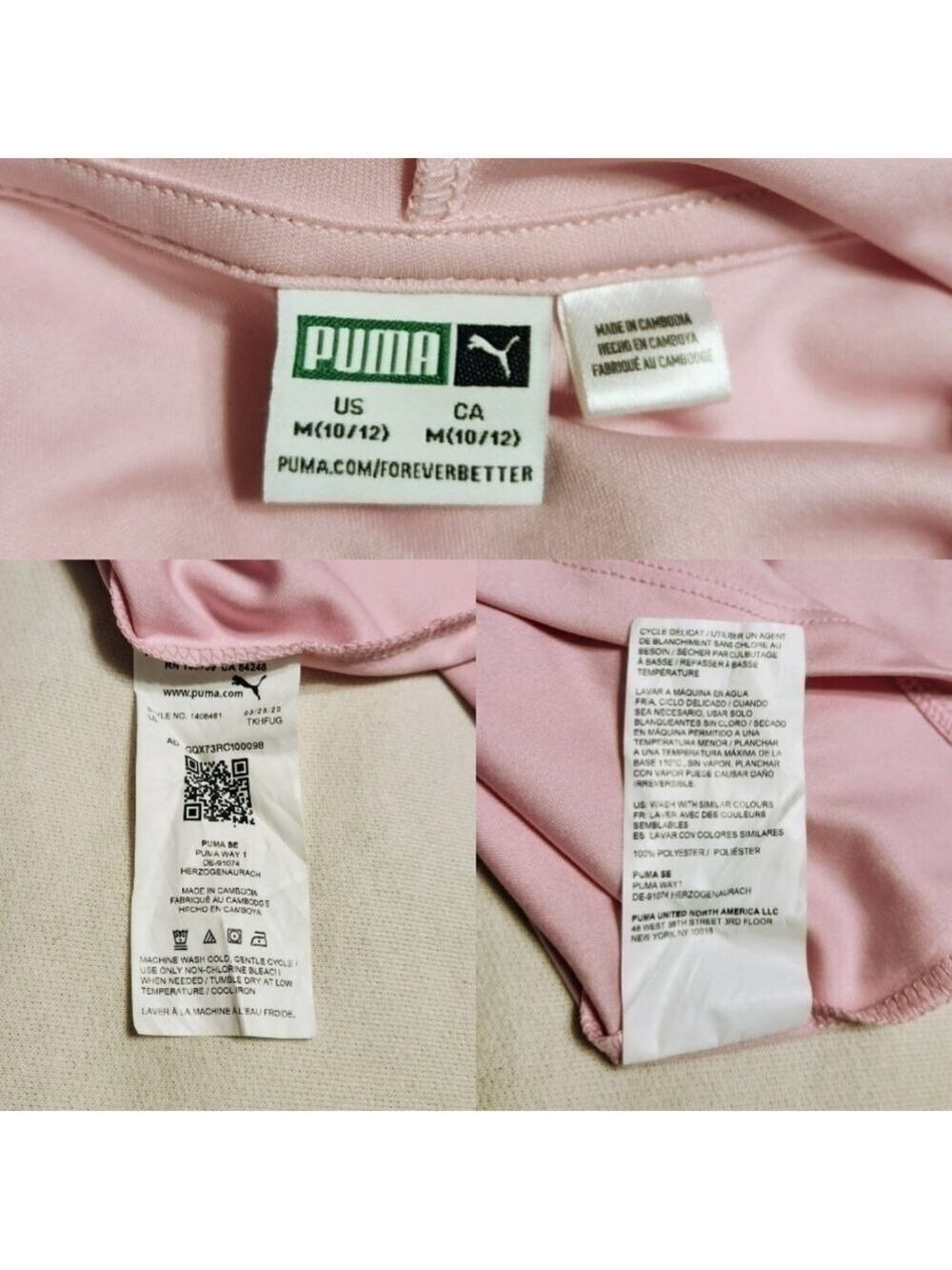 Puma Girls Pink Heart Graphic Hoodie Medium - Picture 6 of 7